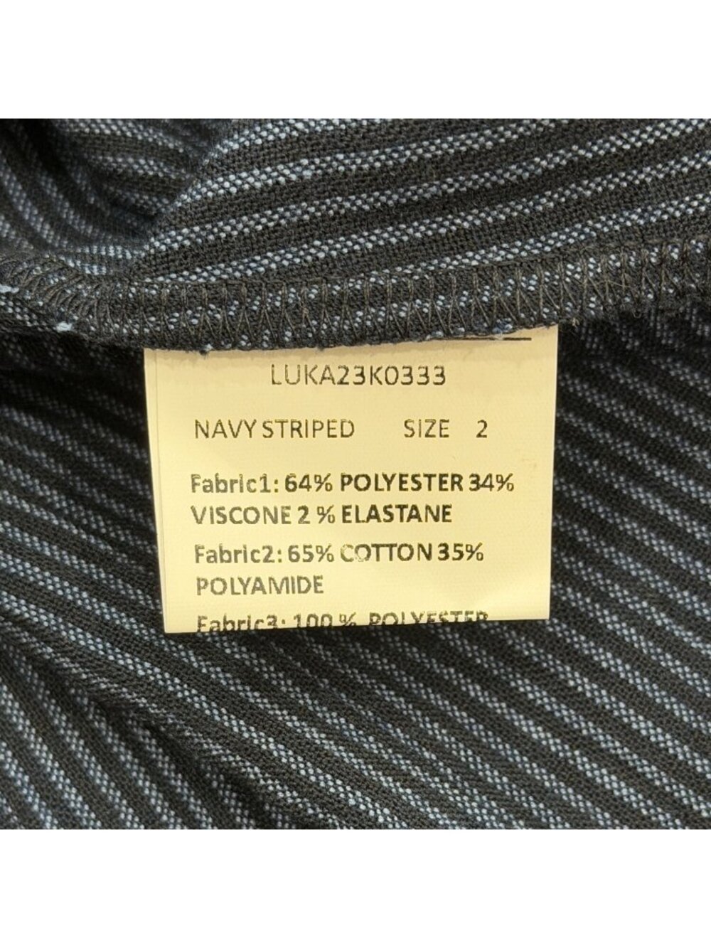 Luukaa Womens US Size 8 Sleeveless Top Button-Up Asymmetrical Artsy Navy Stripe - Picture 7 of 8